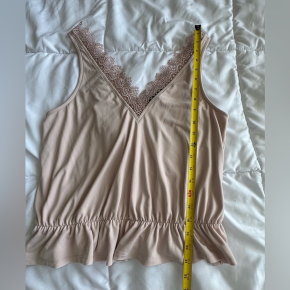 Express  V-Neck Pink Ruffled Peplum Camisole - Picture 9 of 11